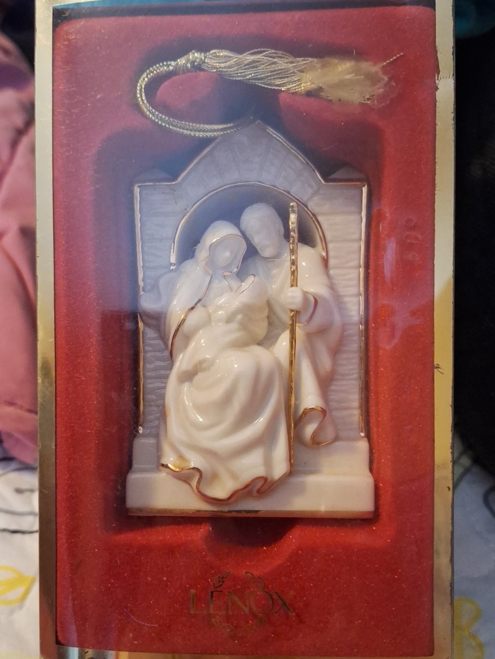 Lenox White and Gold Holy Family Ornament